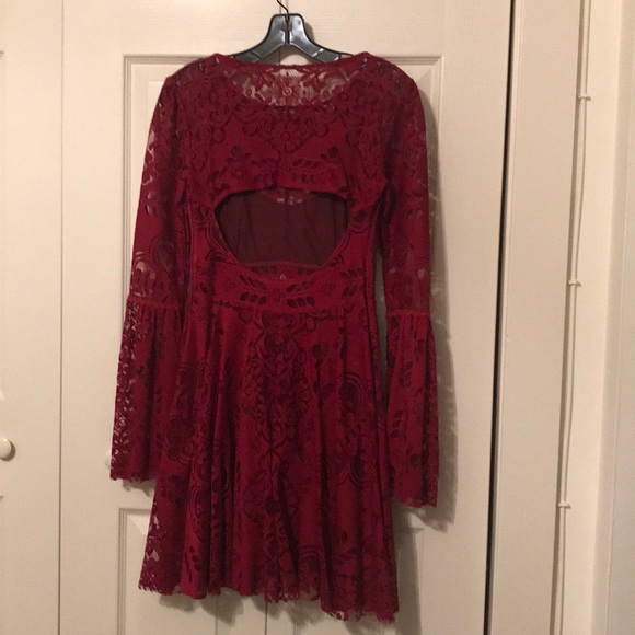 Free People Cranberry Lace Dress Size Small - Picture 2 of 5